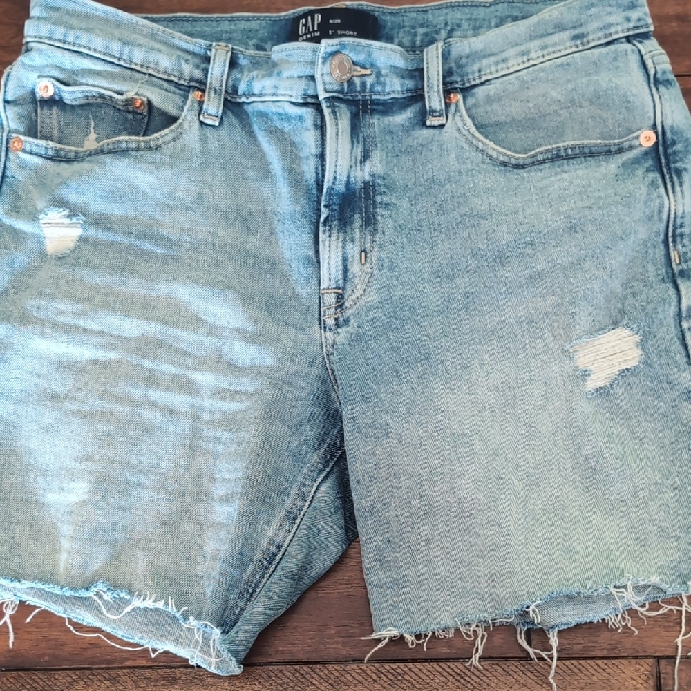 GAP Blue Jean Shorts with Distressed Details